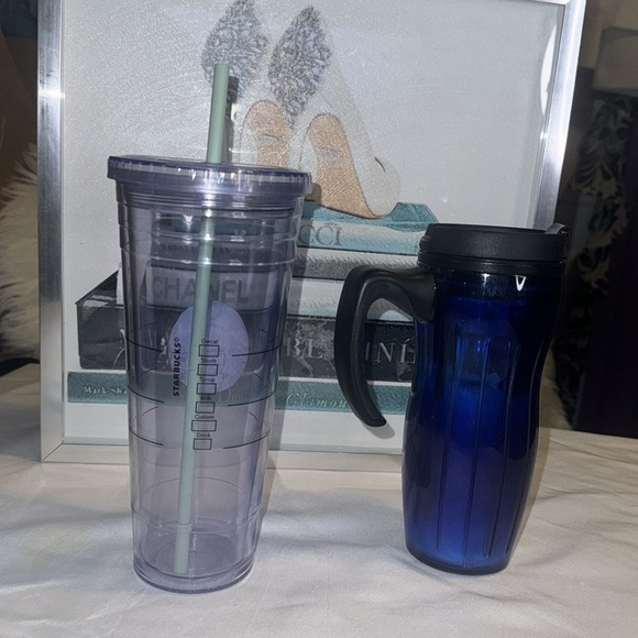 Starbucks bundle- Blue Travel Mug Tumbler & Tumbler Venti Cold Cup w/Straw GUC - Picture 3 of 7